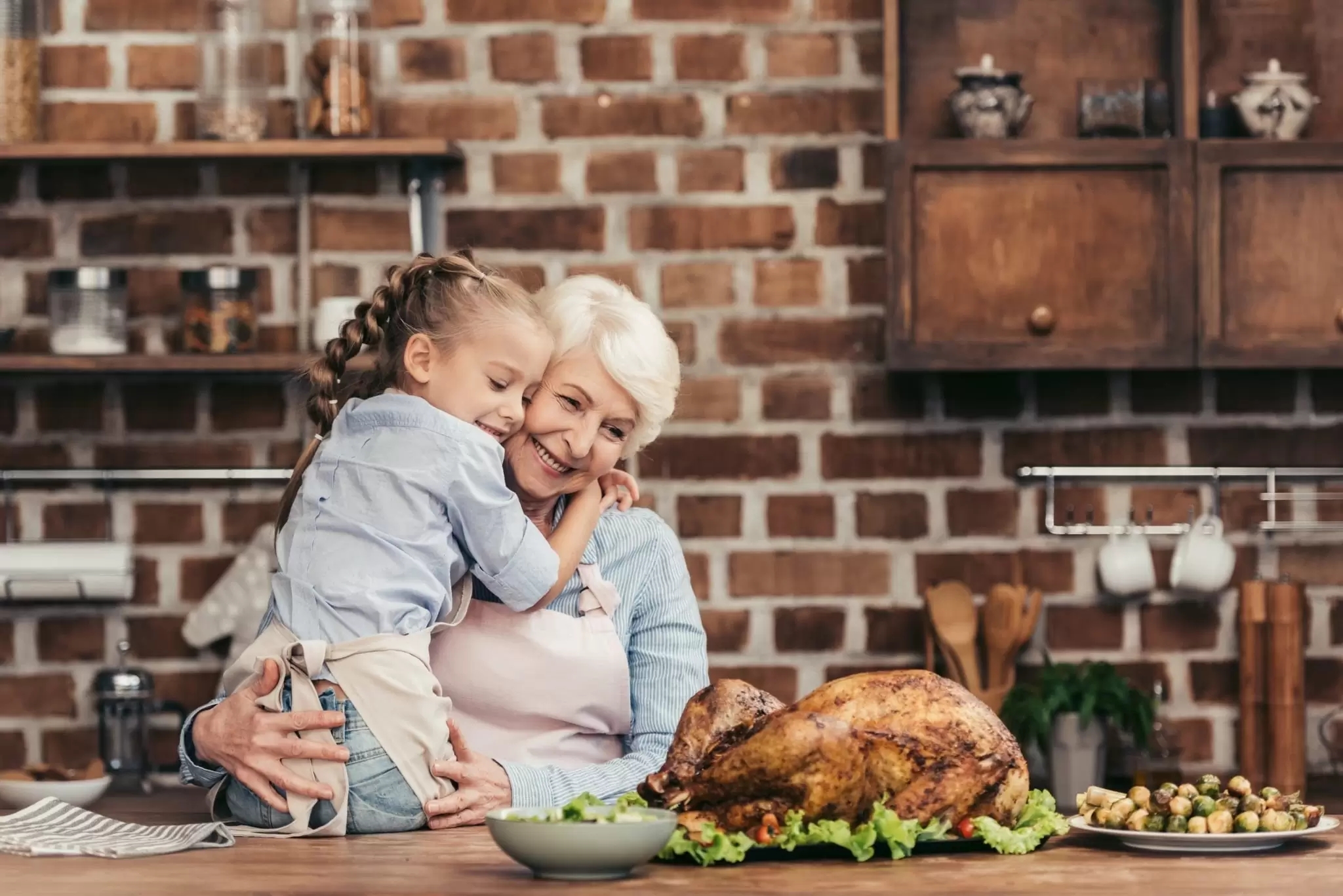 Grandma and Granddaughter Thanksgiving Cooking
