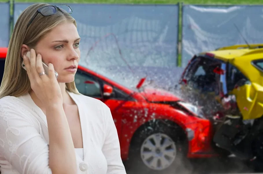 car accident victim on phone